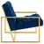 Bequest Gold Stainless Steel Upholstered Velvet Accent Chair, Velvet Fabric, Navy Blue 14142
