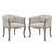 Crown Vintage French Upholstered Fabric Dining Armchair Set of 2, Fabric Wood, Beige 14177