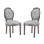Arise Vintage French Upholstered Fabric Dining Side Chair Set of 2, Fabric Wood, Light Grey Gray 14179