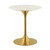 Lippa 28" Round Dining Table, Metal Steel Artificial Marble, Gold White 14257