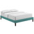 Tessie Queen Fabric Bed Frame with Squared Tapered Legs, Queen Size, Fabric, Aqua Blue, 14491