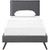 Amaris Twin Fabric Platform Bed with Round Splayed Legs, Twin Size, Fabric, Grey Gray, 14500