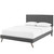 Amaris Queen Fabric Platform Bed with Round Splayed Legs, Queen Size, Fabric, Grey Gray, 14506