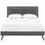 Virginia Queen Fabric Platform Bed with Round Splayed Legs, Queen Size, Fabric, Grey Gray, 14536