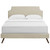 Corene Queen Fabric Platform Bed with Round Splayed Legs, Queen Size, Fabric Copper Nail Rivet, Beige, 14615