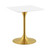 Lippa 24" Square Dining Table, Metal Steel Wood, Gold White 15067