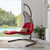 Landscape Hanging Chaise Lounge Outdoor Patio Swing Chair, Rattan Wicker, Red Light Gray 15186