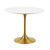 Lippa 36" Round Dining Table, Metal Steel Wood, Gold White 15203