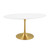 Lippa 60" Oval Dining Table, Metal Steel Wood, Gold White 15225