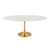 Lippa 78" Oval Dining Table, Metal Steel Artificial Marble, Gold White 15226