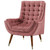 Suggest Button Tufted Upholstered Velvet Lounge Chair, Velvet Fabric, Rose Red 15306