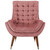 Suggest Button Tufted Upholstered Velvet Lounge Chair, Velvet Fabric, Rose Red 15306