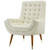 Suggest Button Tufted Upholstered Velvet Lounge Chair, Velvet Fabric, Ivory White 15309