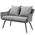 Endeavor Outdoor Patio Wicker Rattan Loveseat, Rattan Wicker Aluminum Metal, Grey Gray 15319