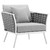 Stance Armchair Outdoor Patio Aluminum Set of 2, Fabric Aluminium, White Grey Gray 15328