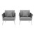Stance Armchair Outdoor Patio Aluminum Set of 2, Fabric Aluminium, White Grey Gray 15328