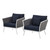 Stance Armchair Outdoor Patio Aluminum Set of 2, Fabric Aluminium, White Navy 15329