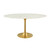 Lippa 60" Oval Dining Table, Metal Steel Artificial Marble, Gold White 15359