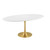 Lippa 78" Oval Dining Table, Metal Steel Wood, Gold White 15361