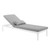 Perspective Cushion Outdoor Patio Chaise Lounge Chair, Fabric Aluminium, White Grey Gray 15372