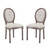 Arise Vintage French Upholstered Fabric Dining Side Chair Set of 2, Fabric Wood, Beige 15687