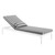 Perspective Cushion Outdoor Patio Chaise Lounge Chair, Fabric Metal Steel, White Grey Gray 15704