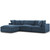 Commix Down Filled Overstuffed 4 Piece Sectional Sofa Set, Fabric, Navy Blue 15726