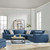 Commix Down Filled Overstuffed 5 Piece Sectional Sofa Set, Fabric, Navy Blue 15740