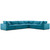 Commix Down Filled Overstuffed 6 Piece Sectional Sofa Set, Fabric, Aqua Blue 15752