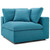 Commix Down Filled Overstuffed 6 Piece Sectional Sofa Set, Fabric, Aqua Blue 15752