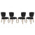Array Dining Side Chair Set of 4, Velvet Fabric Wood, Black 15771