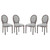 Arise Dining Side Chair Upholstered Fabric Set of 4, Fabric Wood, Light Grey Gray 15803