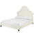 Valentina Queen Tufted Nailhead Performance Velvet Platform Bed, Queen Size, Velvet Fabric, Ivory White, 15889