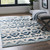 Reflect Takara Distressed Contemporary Abstract Diamond Moroccan Trellis 5x8 Indoor and Outdoor Area Rug, Fabric, Blue Ivory White 15919