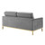 Loft Gold Stainless Steel Leg Performance Velvet Loveseat, Velvet Fabric, Gold Grey Gray, 17328