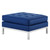 Loft Tufted Button Upholstered Faux Leather Ottoman, Faux Vinyl Leather, Navy Blue Silver, 17340