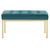 Loft Gold Stainless Steel Leg Medium Performance Velvet Bench, Velvet Fabric, Gold Aqua Blue, 17352