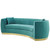 Resolute Curved Performance Velvet Sofa, Velvet Fabric Metal Steel, Aqua Blue, 17359