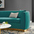 Resolute Curved Performance Velvet Sofa, Velvet Fabric Metal Steel, Aqua Blue, 17359
