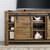 Cheshire 70" Rustic Sliding Door Buffet Table Sideboard, Wood Steel Metal, Natural Walnut Brown, 17449