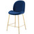 Scoop Gold Stainless Steel Leg Performance Velvet Counter Stool, Velvet Fabric Metal Steel, Navy Blue, 17507