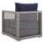 Aura 3 Piece Outdoor Patio Wicker Rattan Set, Rattan Wicker Fabric, Grey Gray Navy Blue, 17518