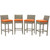 Conduit Bar Stool Outdoor Patio Wicker Rattan Set of 4, Fabric Rattan Wicker, Orange, 17545