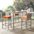 Conduit Bar Stool Outdoor Patio Wicker Rattan Set of 4, Fabric Rattan Wicker, Orange, 17545