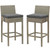 Conduit Bar Stool Outdoor Patio Wicker Rattan Set of 2, Fabric Rattan Wicker, Dark Grey Gray, 17563