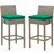 Conduit Bar Stool Outdoor Patio Wicker Rattan Set of 2, Fabric Rattan Wicker, Green, 17565