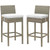 Conduit Bar Stool Outdoor Patio Wicker Rattan Set of 2, Fabric Rattan Wicker, White, 17573