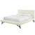Julia Queen Biscuit Tufted Upholstered Fabric Platform Bed, Fabric, Ivory White, 17762