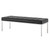 Loft Tufted Large Upholstered Faux Leather Bench, Faux Vinyl Leather Metal Steel, Black Silver, 17809