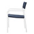 Raleigh Stackable Outdoor Patio Aluminum Dining Armchair, Fabric Aluminum, Navy Blue White, 17829